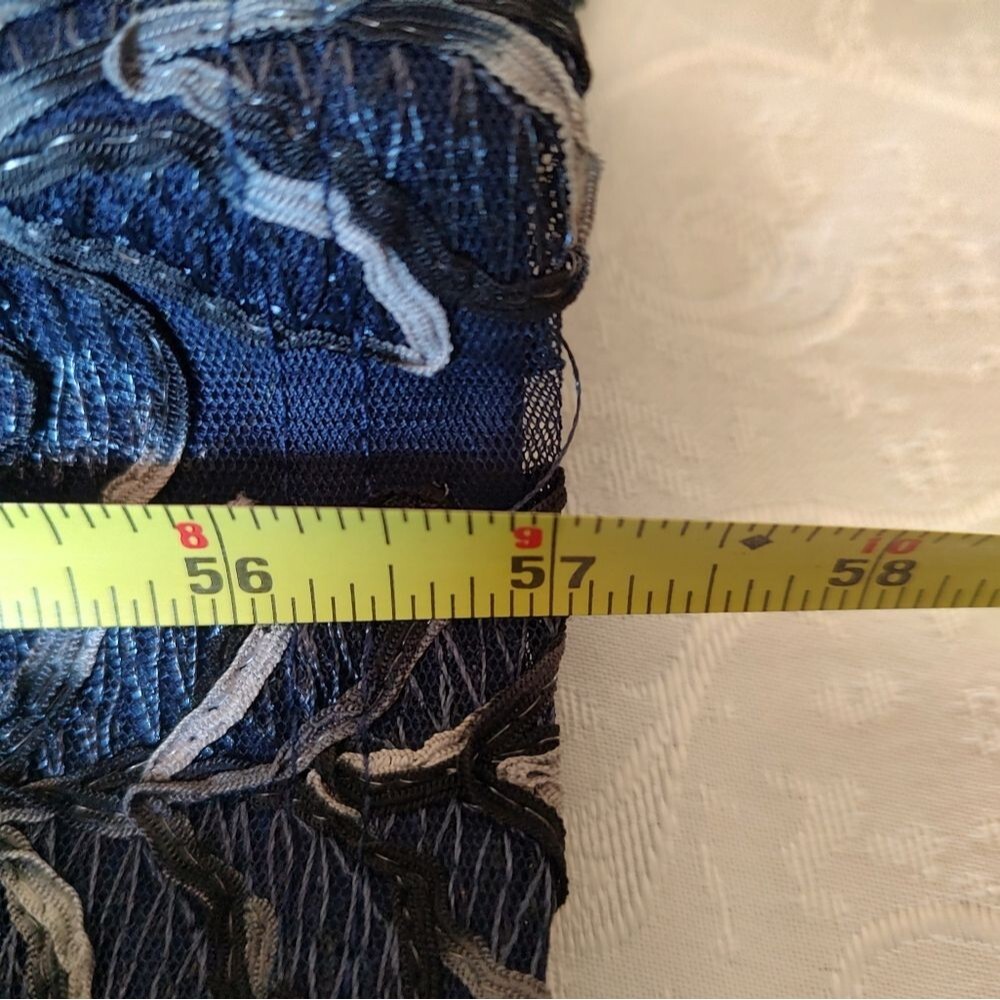 JS Collections "Reese" Navy Column Gown with Sheer Illusion Neckline  Size 8 - Picture 9 of 9